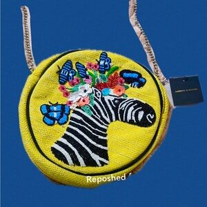 Yellow Crossbody Bag with Zebra Design! One of a kind!!!